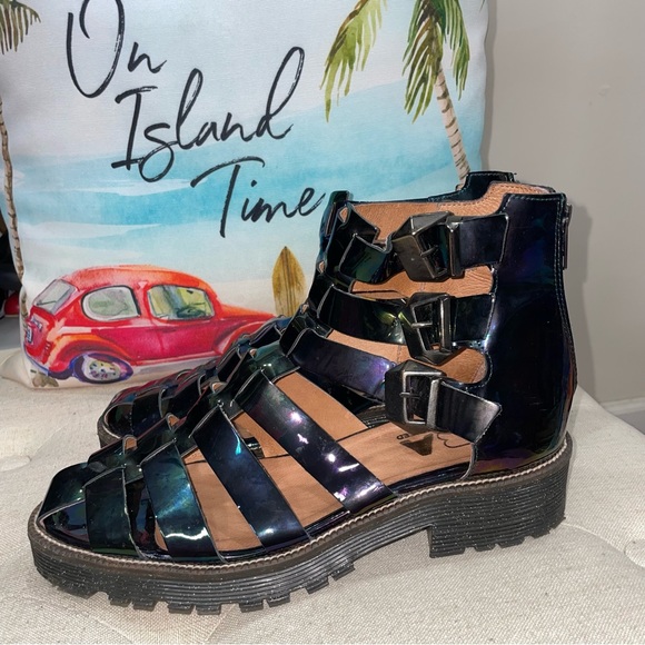 TBA To Be Announced Black Tornasol Strappy Back Zip Heel Boots Size 40 - Picture 2 of 10